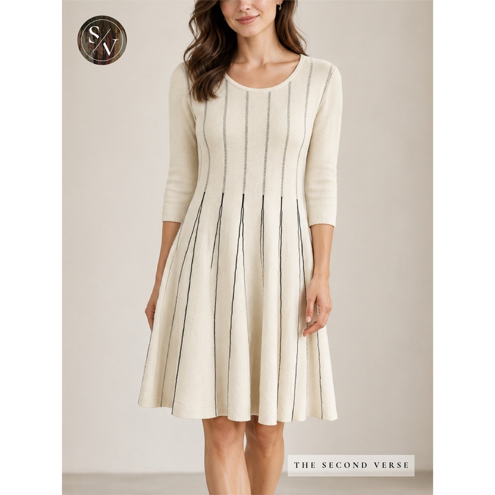 Chochene Italia Short White Dress Sweater Knit Minimalist EU 40 US 4-6